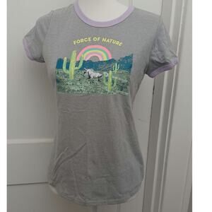 Girl's Arizona Brand Gray T-shirt Force of Nature Unicorn